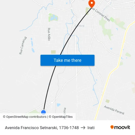 Avenida Francisco Setnarski, 1736-1748 to Irati map