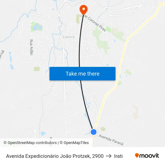 Avenida Expedicionário João Protzek, 2900 to Irati map