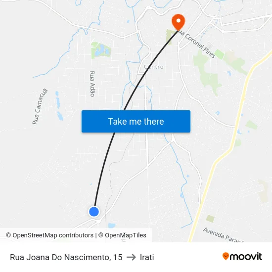Rua Joana Do Nascimento, 15 to Irati map