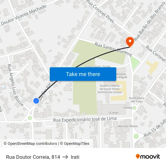 Rua Doutor Correia, 814 to Irati map
