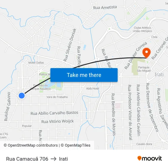 Rua Camacuã 706 to Irati map