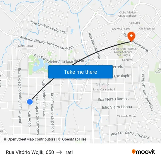 Rua Vitório Wojik, 650 to Irati map