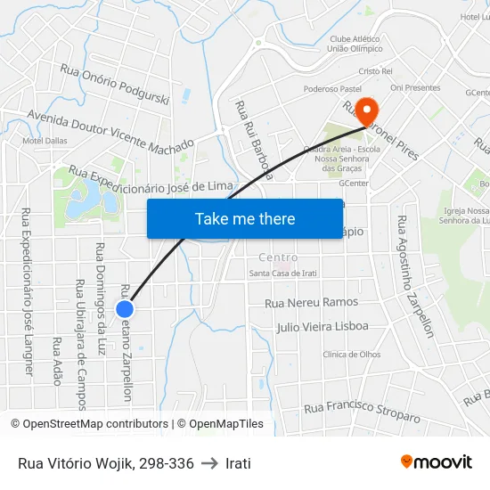 Rua Vitório Wojik, 298-336 to Irati map