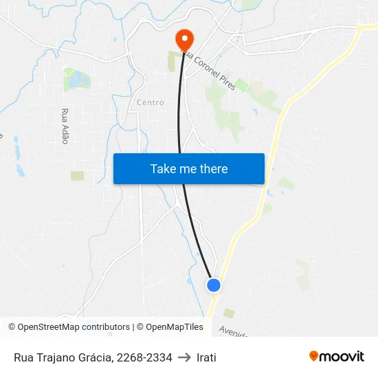 Rua Trajano Grácia, 2268-2334 to Irati map