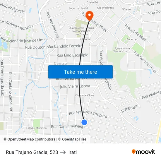 Rua Trajano Grácia, 523 to Irati map