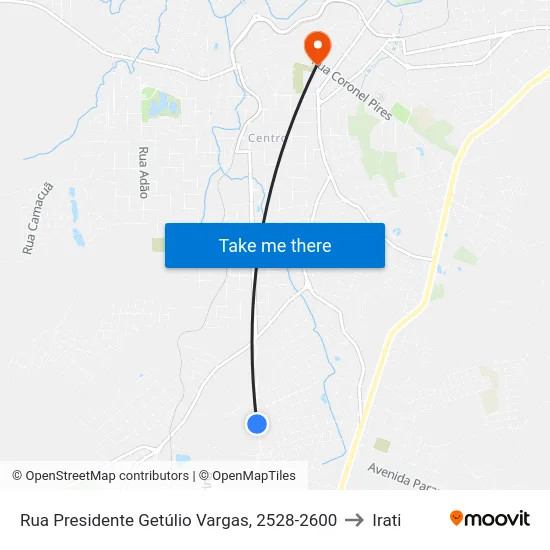 Rua Presidente Getúlio Vargas, 2528-2600 to Irati map