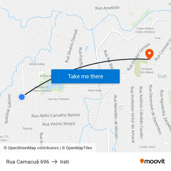 Rua Camacuã 696 to Irati map