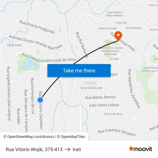 Rua Vitório Wojik, 375-413 to Irati map