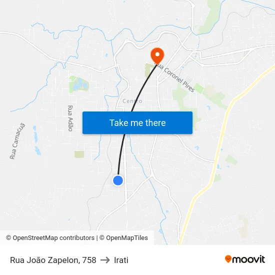 Rua João Zapelon, 758 to Irati map