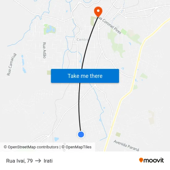 Rua Ivaí, 79 to Irati map