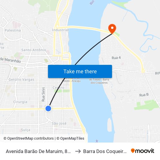 Avenida Barão De Maruim, 820 to Barra Dos Coqueiros map