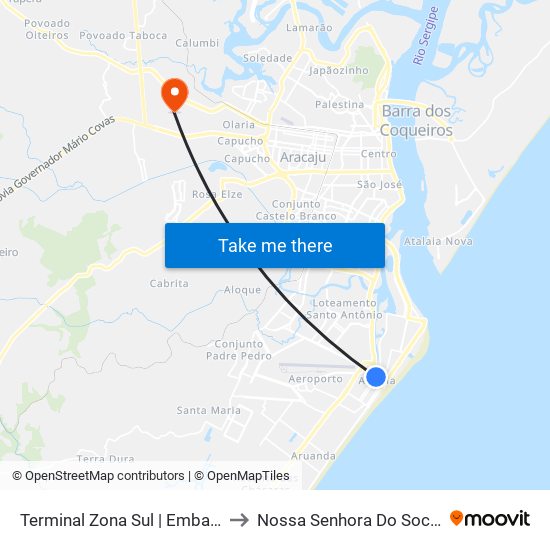 Terminal Zona Sul | Embarque to Nossa Senhora Do Socorro map