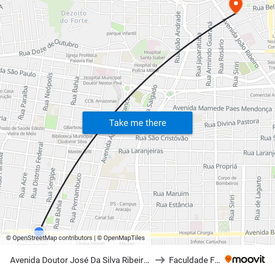 Avenida Doutor José Da Silva Ribeiro Filho, 342 A to Faculdade Fanese map