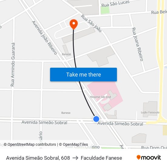 Avenida Simeão Sobral, 608 to Faculdade Fanese map