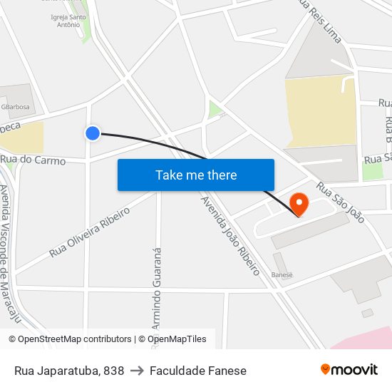 Rua Japaratuba, 838 to Faculdade Fanese map