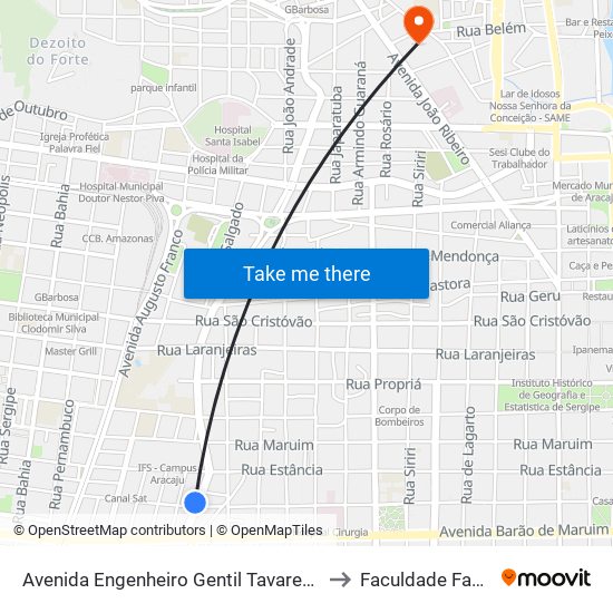 Avenida Engenheiro Gentil Tavares, 1190 to Faculdade Fanese map