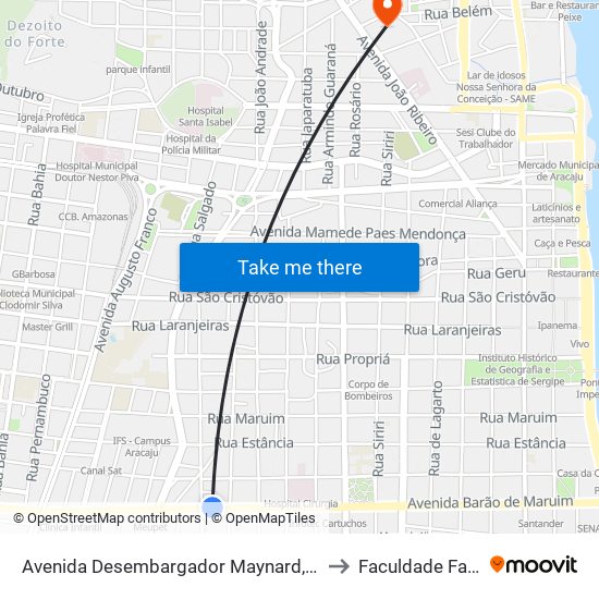 Avenida Desembargador Maynard, 552-590 to Faculdade Fanese map