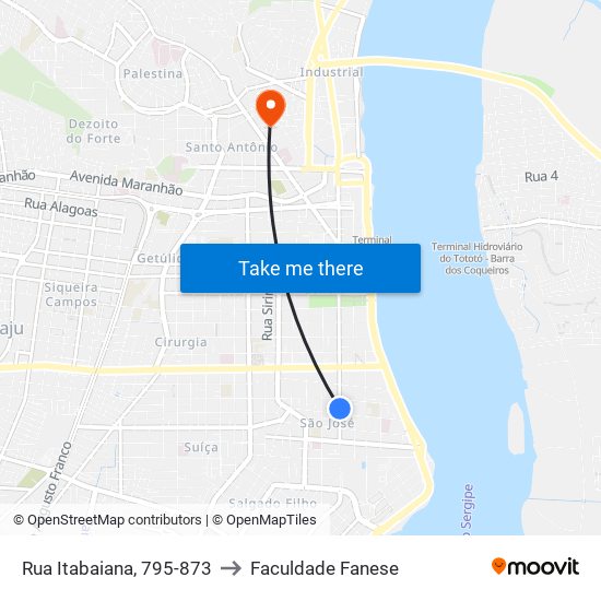 Rua Itabaiana, 795-873 to Faculdade Fanese map