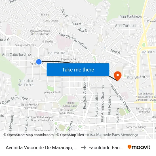 Avenida Visconde De Maracaju, 242 to Faculdade Fanese map