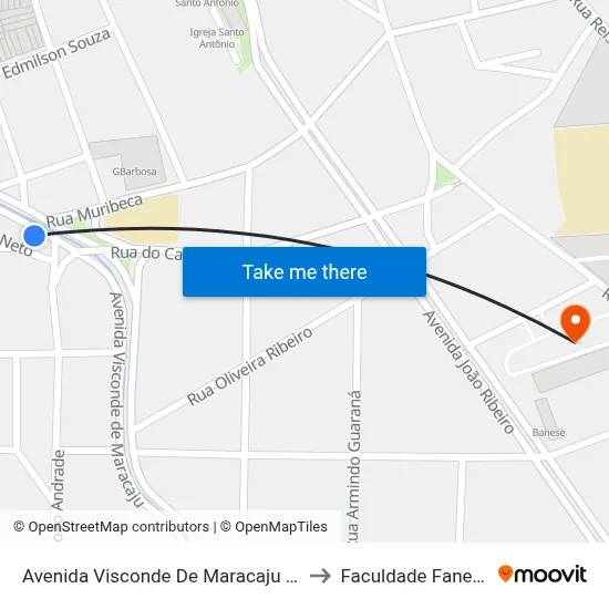Avenida Visconde De Maracaju 72 to Faculdade Fanese map