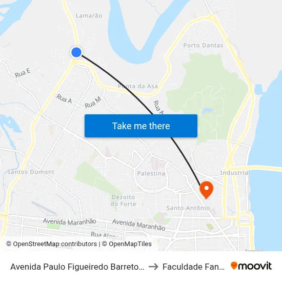 Avenida Paulo Figueiredo Barreto, 190 to Faculdade Fanese map