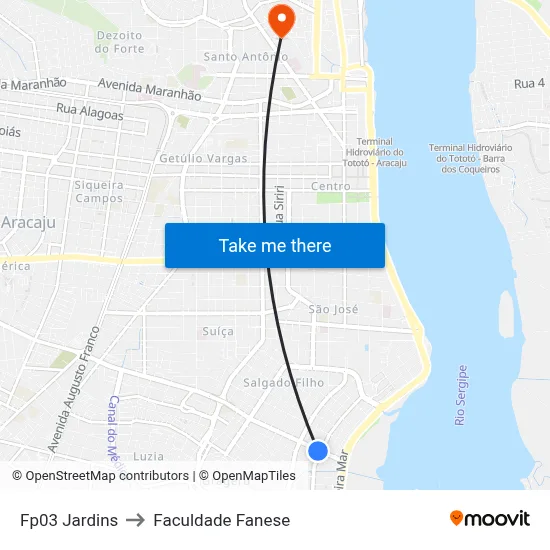 Fp03 Jardins to Faculdade Fanese map