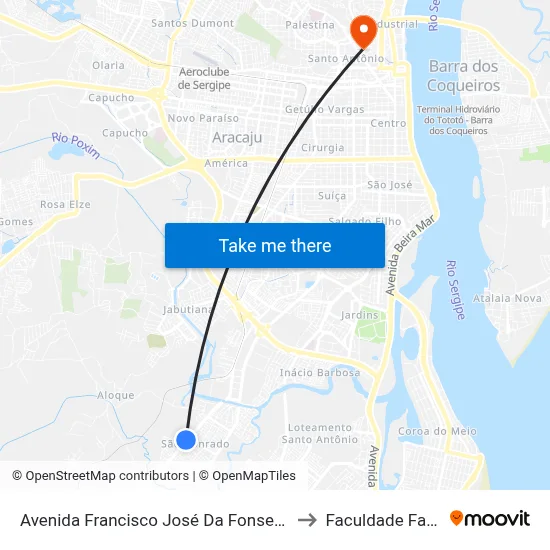 Avenida Francisco José Da Fonseca, 1100 to Faculdade Fanese map