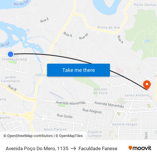 Avenida Poço Do Mero, 1135 to Faculdade Fanese map