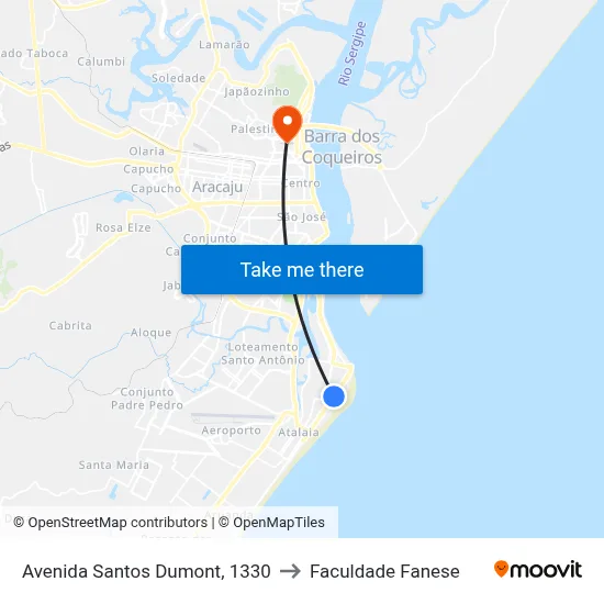 Avenida Santos Dumont, 1330 to Faculdade Fanese map