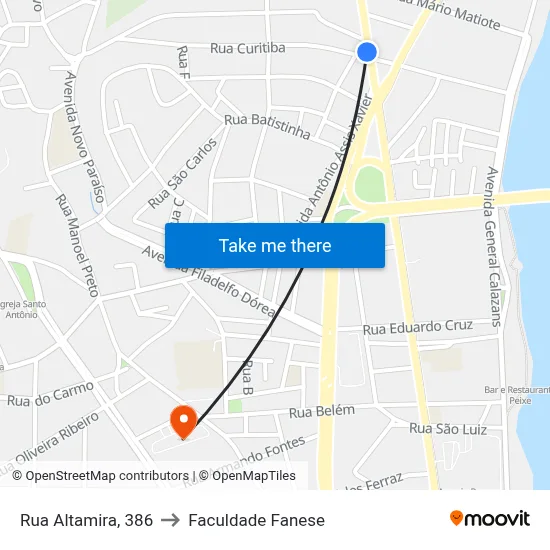 Rua Altamira, 386 to Faculdade Fanese map
