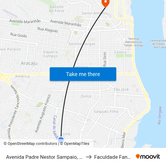 Avenida Padre Nestor Sampaio, 805 to Faculdade Fanese map