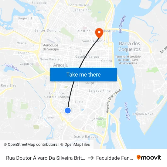 Rua Doutor Álvaro Da Silveira Brito, 36 to Faculdade Fanese map