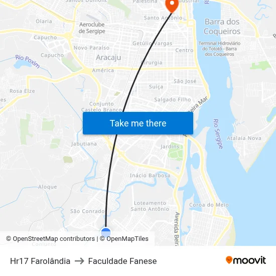 Hr17 Farolândia to Faculdade Fanese map