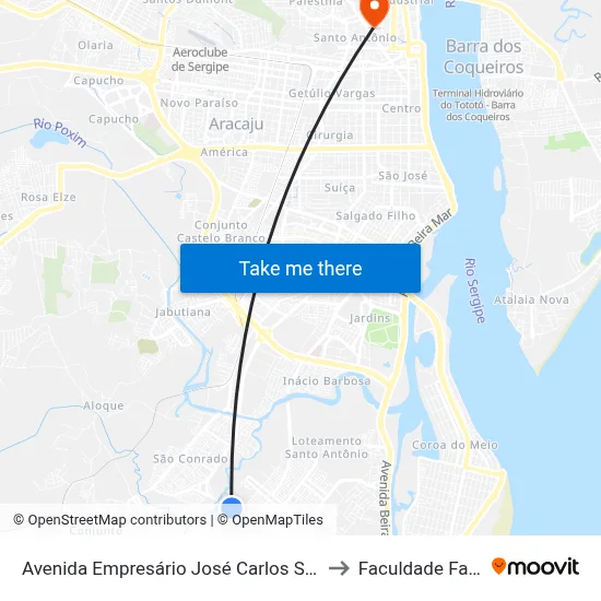 Avenida Empresário José Carlos Silva 3425 to Faculdade Fanese map