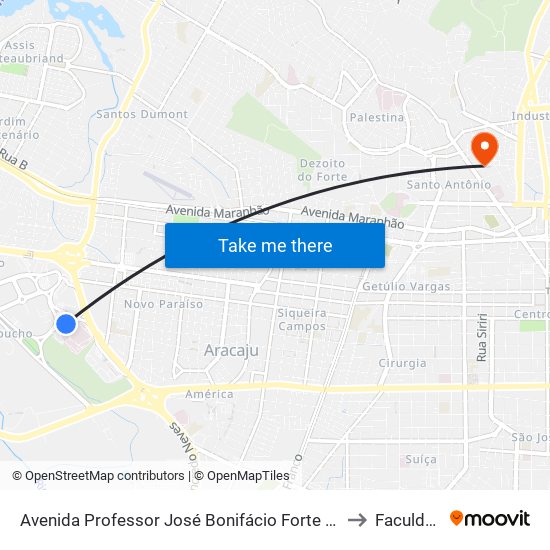 Avenida Professor José Bonifácio Forte Neto, 399 | Hemocentro De Sergipe - Hemose to Faculdade Fanese map