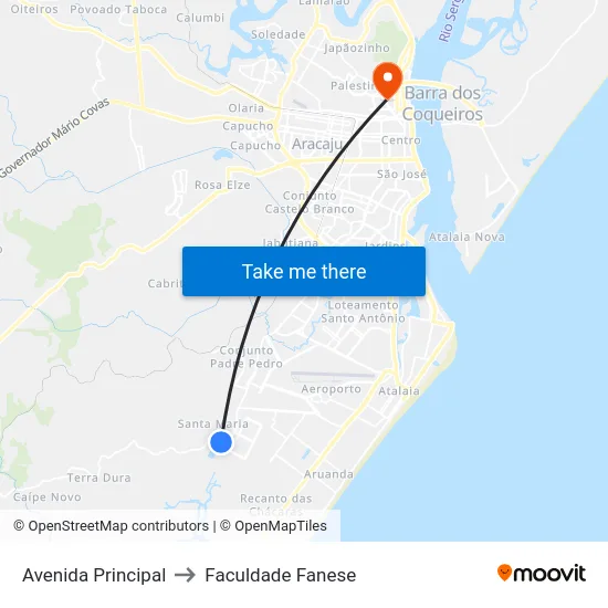 Avenida Principal to Faculdade Fanese map