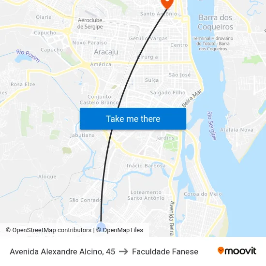 Avenida Alexandre Alcino, 45 to Faculdade Fanese map