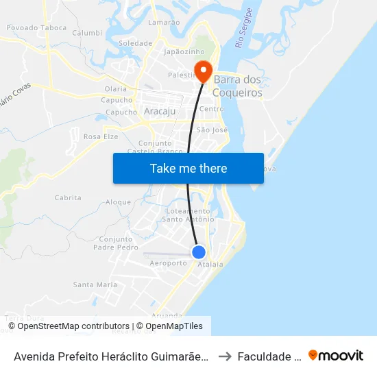 Avenida Prefeito Heráclito Guimarães Rollemberg, 1182 to Faculdade Fanese map