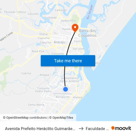 Avenida Prefeito Heráclito Guimarães Rollemberg, 2222 to Faculdade Fanese map