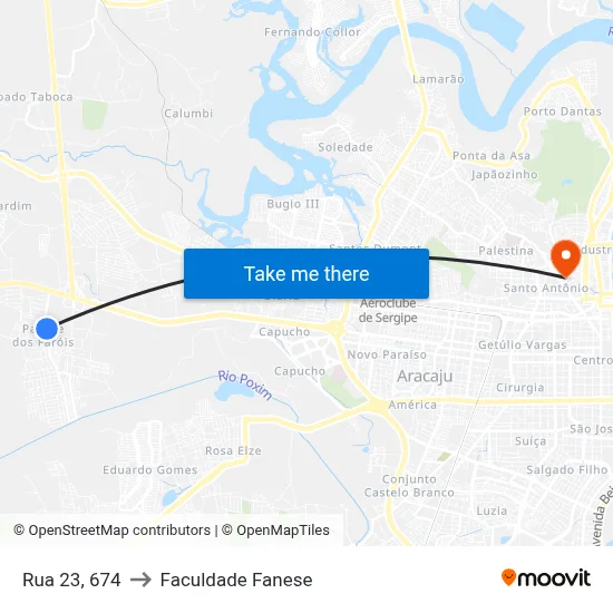Rua 23, 674 to Faculdade Fanese map