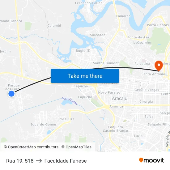 Rua 19, 518 to Faculdade Fanese map