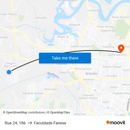 Rua 24, 186 to Faculdade Fanese map