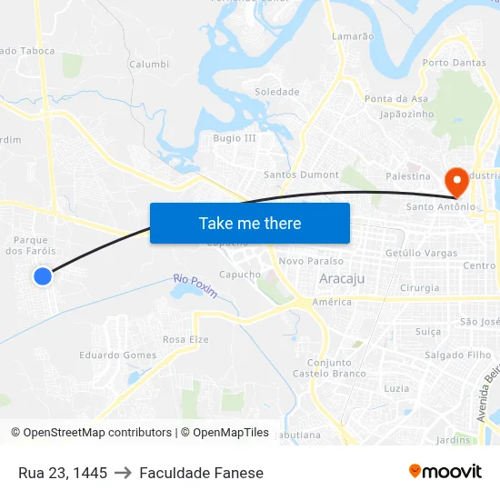 Rua 23, 1445 to Faculdade Fanese map
