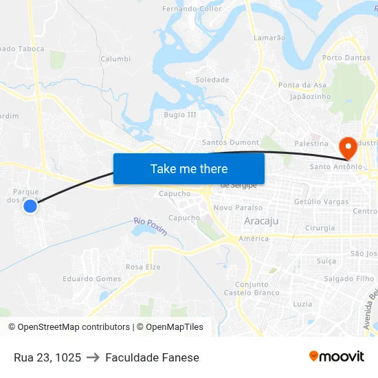 Rua 23, 1025 to Faculdade Fanese map