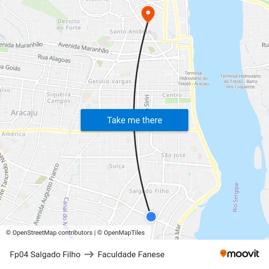 Fp04 Salgado Filho to Faculdade Fanese map