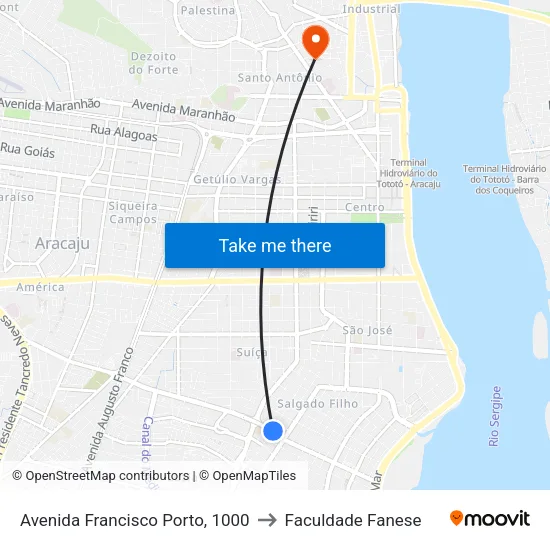 Avenida Francisco Porto, 1000 to Faculdade Fanese map