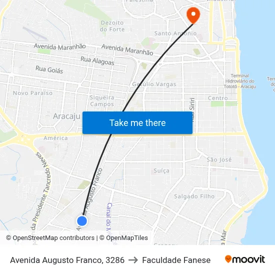Avenida Augusto Franco, 3286 to Faculdade Fanese map