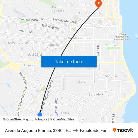 Avenida Augusto Franco, 3340 | Emurb to Faculdade Fanese map