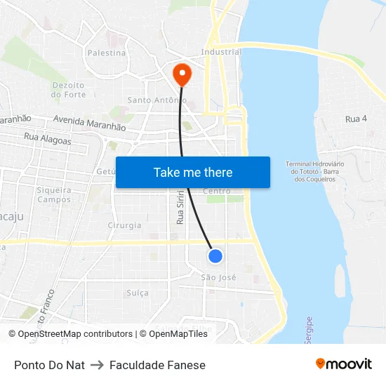 Ponto Do Nat to Faculdade Fanese map