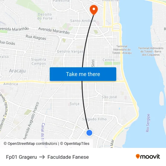Fp01 Grageru to Faculdade Fanese map
